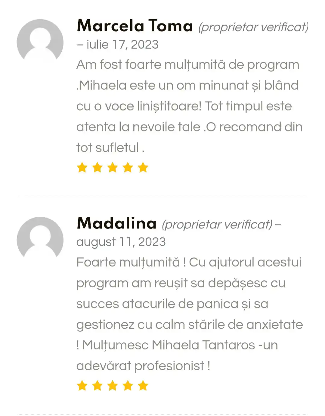 Testimonial Mihaela Tantaros
