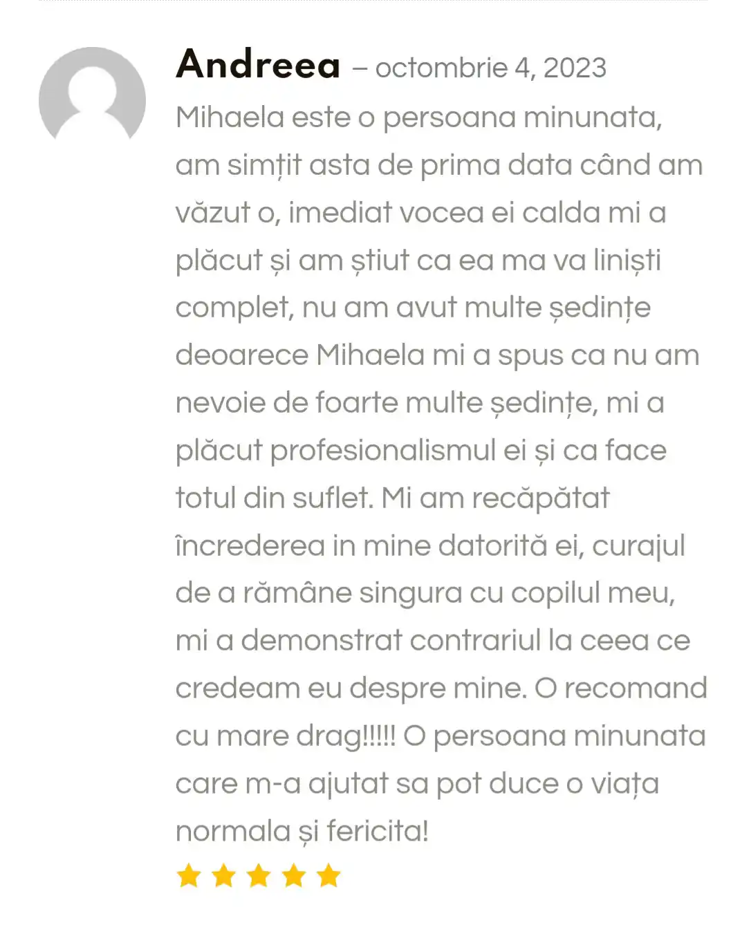 Testimonial Mihaela Tantaros